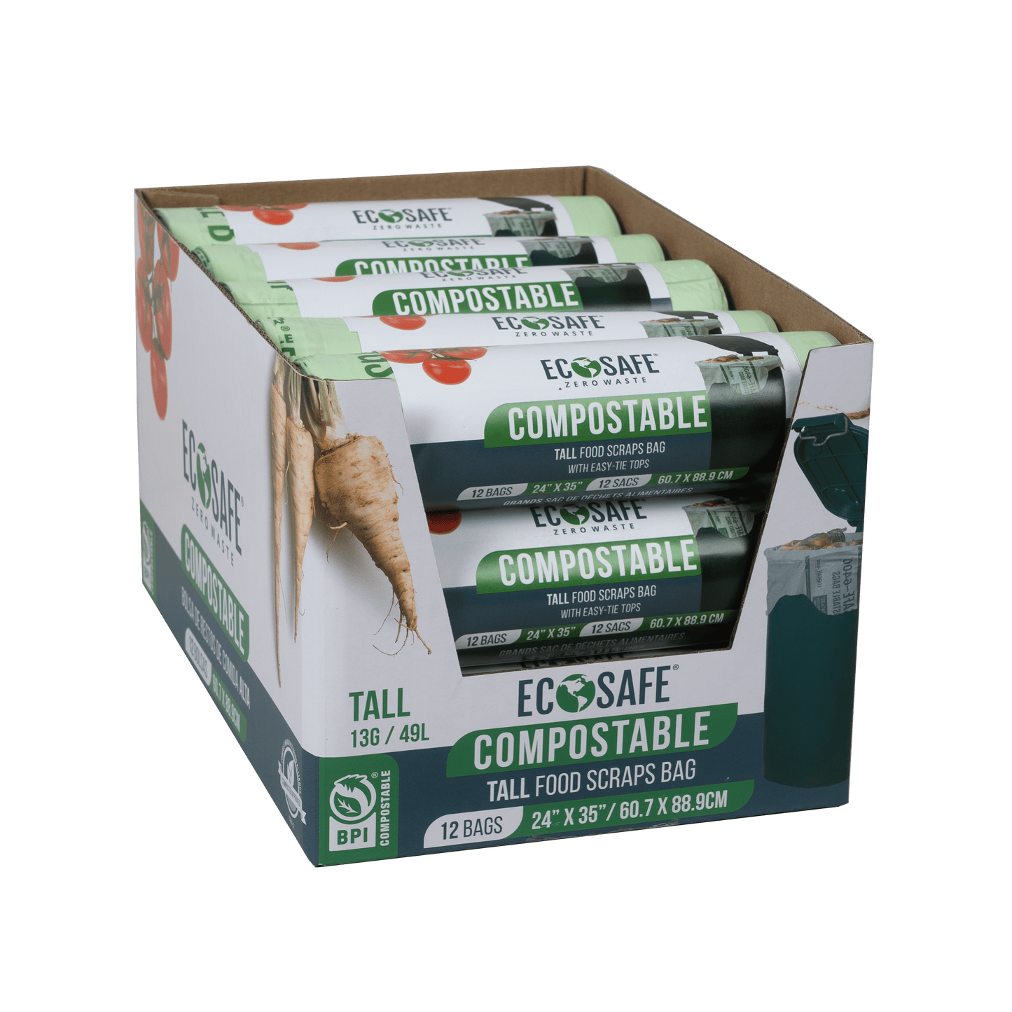 EcoSafe® Compostable Tall Food Scraps Bag with Handles (Case)