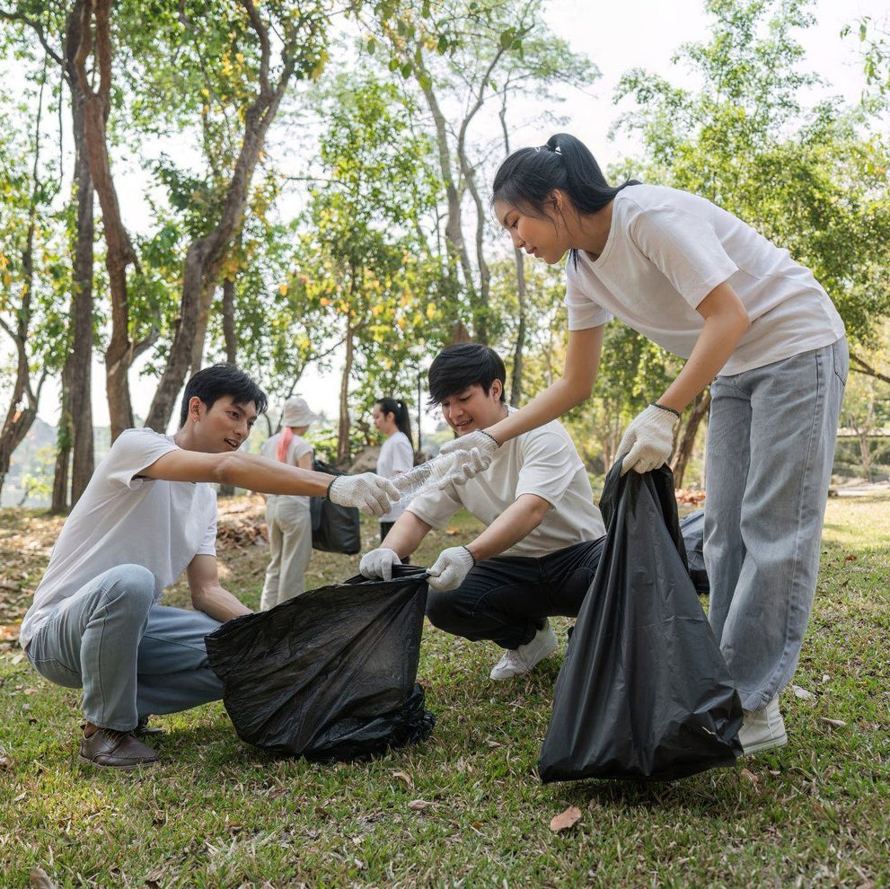 Residents participating in a community cleanup